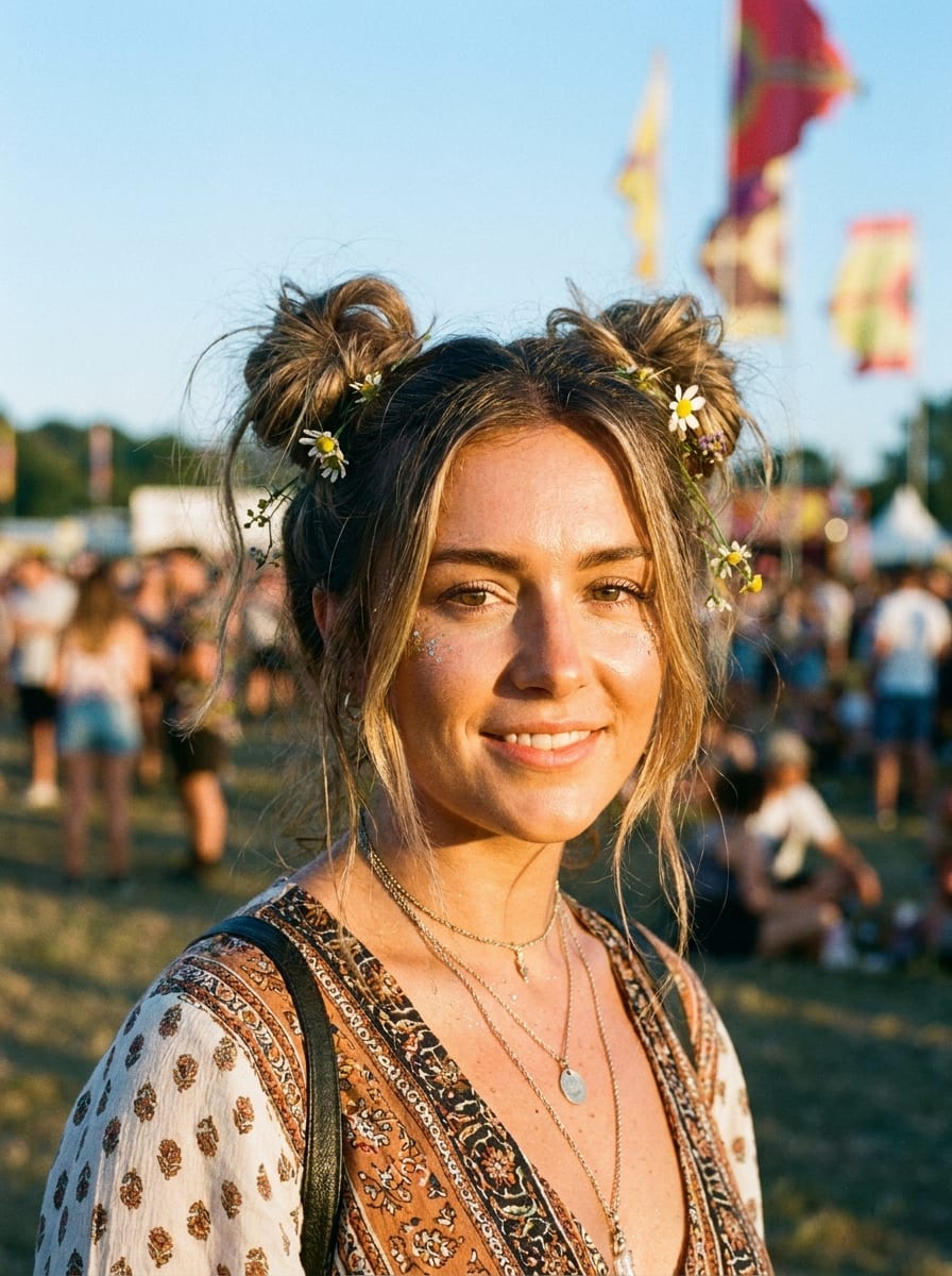 Double Space Buns - Festival Frisur 2026